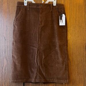 Brown corduroy midi skirt